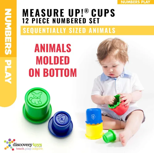 Miniatura 4 de Discovery Toys Tazas Measure UP! Juego educativo de apilamiento y anidación de 12 piezas numeradas Aprendizaje impulsado por niños Juguete