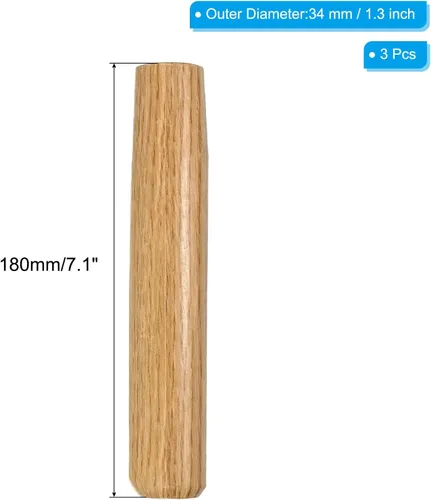 Miniatura 2 de PATIKIL Mango de pala de madera de 7 pulgadas, paquete de 3 manijas de pala de jardín de repuesto para palas de ojo redondo
