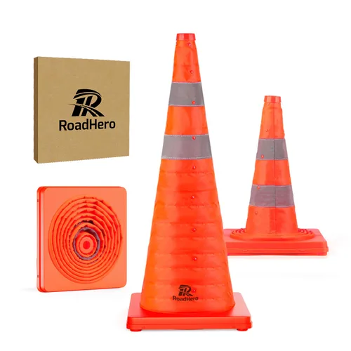 Miniatura 9 de RoadHero 28 Pulgadas 1 Paquete Conos de Tráfico Plegables de Seguridad, Conos Emergentes Multipropósito con Collar Reflectante para Seguridad