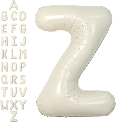 Miniatura 27 de SUWEN Globos de helio grandes de 102 cm (40 pulgadas) con letra S en color crema. Globos grandes de papel de aluminio con letra en helio, de A a Z.