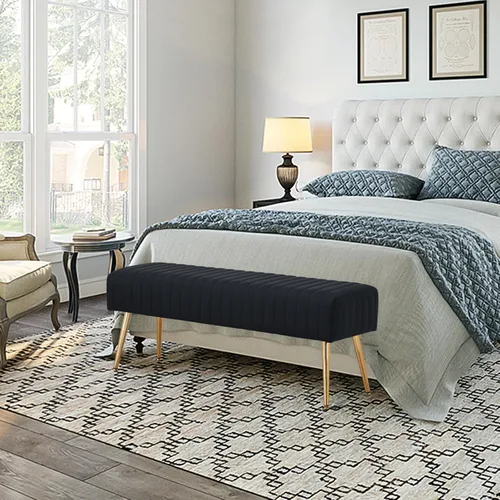 Miniatura 4 de Furnimart Banco otomano de 44 pulgadas para dormitorio, banco tapizado en el extremo de la cama con patas doradas para sala de estar, dormitorio