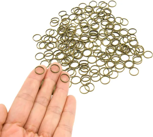 Miniatura 11 de 200 piezas de mini anillo de salto dividido de 0.394 pulgadas con doble bucles, pequeños anillos redondos de metal negro, conectores para hacer