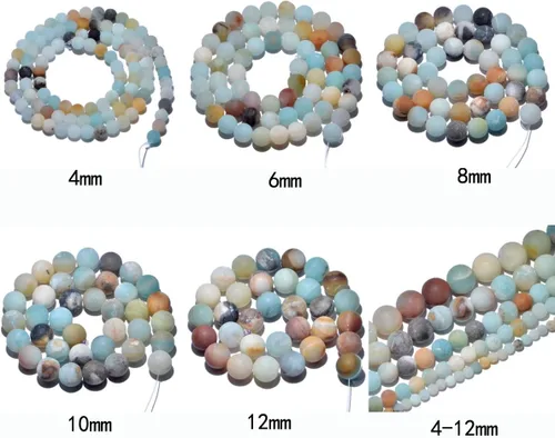 Miniatura 3 de AD Beads Hermosas cuentas sueltas redondas de piedras preciosas mate naturales de 0.157-0.472 in (0.315 in, 33 amazonita mate)
