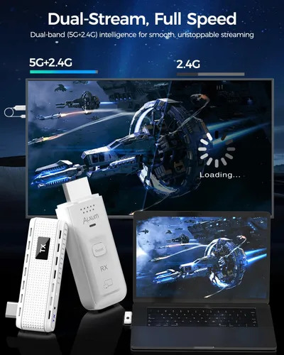 Miniatura 7 de Alxum Transmisor y Receptor HDMI Inalámbrico USB-C y Receptor, Kit 2 en 1: Plug & Play y Transmisión AirPlay/Miracast, 165 pies/50 m, Decodificación