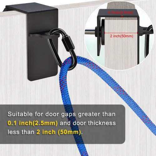 Miniatura 3 de SELEWARE Anclaje de puerta para bandas de resistencia, gimnasio en casa, entrenamiento, accesorio de montaje en puerta para correas de peso A. Negro