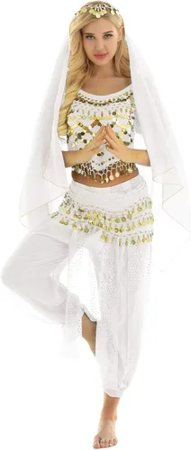 Miniatura 12 de TiaoBug Women's Belly Dancer India Dance Outfit Halloween Carnival Performance Costume