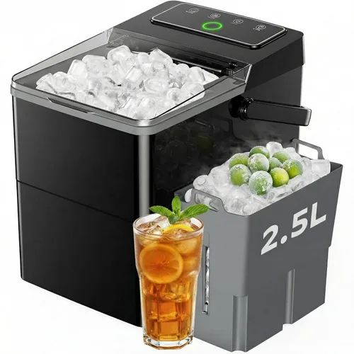 Miniatura 8 de Máquina de hielo Nugget para encimera, máquina de hielo de pellets masticables con función de autolimpieza, máquina de hielo portátil de guijarros