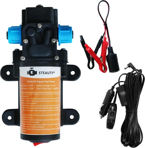 Bomba de transferencia de combustible de 12 V, mueve hasta 85 galones de gas o diésel por hora, con cable de alimentación de 11.5 pies, ideal para
