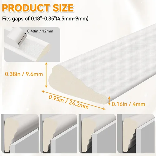 Miniatura 2 de Tira de sellado de espuma en forma de cuña de 236 pulgadas, burlete para puertas, sellado insonorizado para marco de puerta frontal, aislamiento
