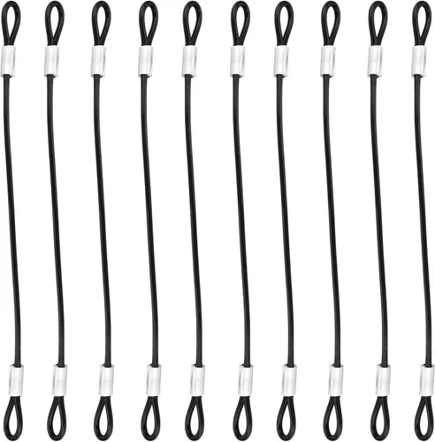 Miniatura 11 de 10 cables de alambre de acero inoxidable con bucles de 12 pulgadas, cuerda de alambre recubierta de vinilo de 12 pulgadas, cadenas de seguridad