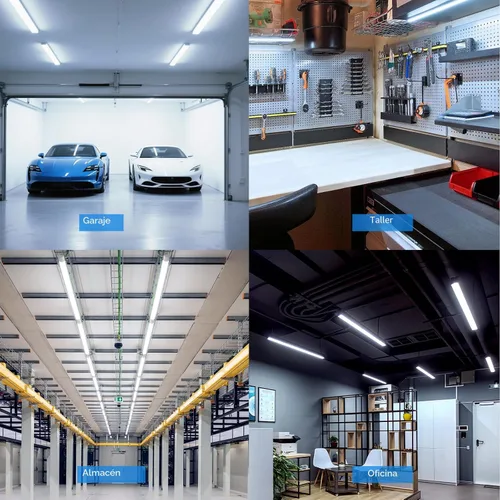 Miniatura 6 de CNSUNWAY Lámparas LED para tienda de 4 pies, luz LED en forma de D de 50W 7500LM 6500K luz blanca diurna, luz para garaje, enlazable con cubierta
