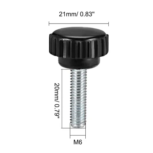 Miniatura 2 de TA-VIGOR 4 piezas M6 x 0.787 in tornillo de pulgar macho, rosca de acero al carbono, perillas moleteadas, agarre métrico M6 tornillo de pulgar