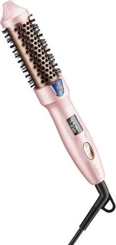 Cepillo térmico, mini y pequeño, cepillo iónico de 1 pulgada para cabello brillante, cepillo iónico de turmalina para cabello corto a mediano, Rosa
