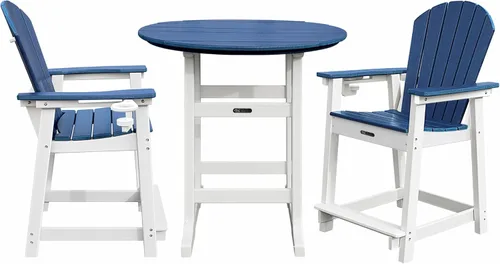 Miniatura 13 de Juego de 5 sillas Adirondack altas de bar para patio, resistentes a la intemperie, HDPE de 35 pulgadas, redondos, taburetes de bar Adirondack, mesa