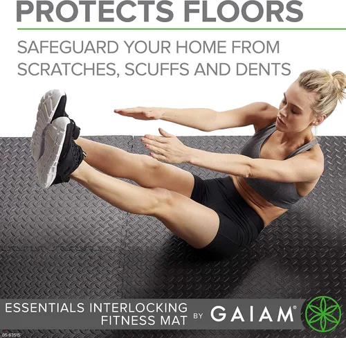 Miniatura 6 de Gaiam Essentials Tapete de ejercicio entrelazado, azulejos cuadrados de espuma de rompecabezas para gimnasio en casa, tapete de entrenamiento