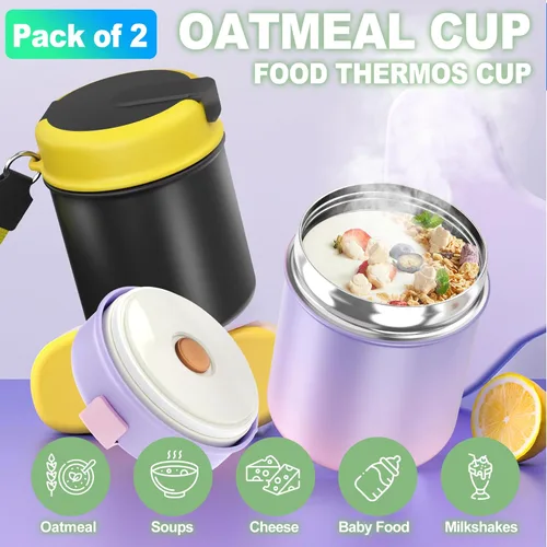 Miniatura 3 de Termo para comida caliente para niños, 15.8 onzas, recipiente de sopa a prueba de fugas, tarro de comida aislado de boca ancha con cuchara plegable