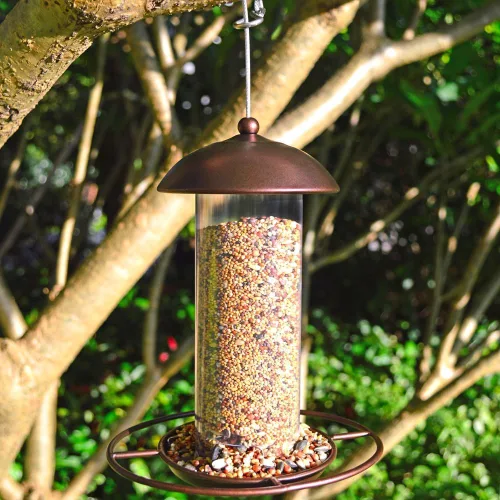 Miniatura 6 de Paquete de 2 comederos anchos de metal para pájaros, comedero colgante para pájaros al aire libre con capacidad de 1.6 libras, cordón de alambre