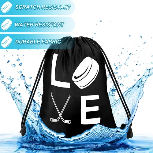 Miniatura 3 de Sinmoe 20 bolsas de regalo de hockey sobre hielo, bolsas de regalo de fiesta de hockey con cordón para regalos de cumpleaños, equipo, celebración