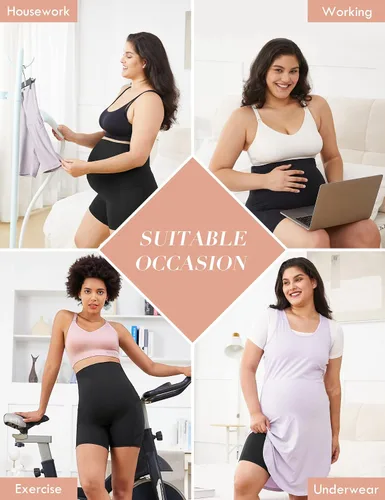 Miniatura 5 de HOFISH Maternity Yoga Shorts Over The Belly Summer Workout Active Running Short Pants with Pockets