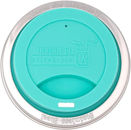 Miniatura 11 de Tapa de silicona para beber con banda de acero inoxidable para tarros Mason (Americana multicolor, boca regular)