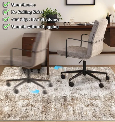 Miniatura 5 de Capslpad Tapete para silla de oficina para suelo de madera dura, de 47 x 59 pulgadas, antideslizante, para silla de escritorio, alfombra de pelo