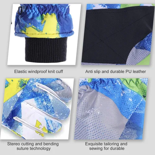 Miniatura 5 de UTTPLL Guantes de nieve impermeables para niños, guantes de esquí deportivos, guantes de invierno cálidos para niños, guantes de snowboard al aire