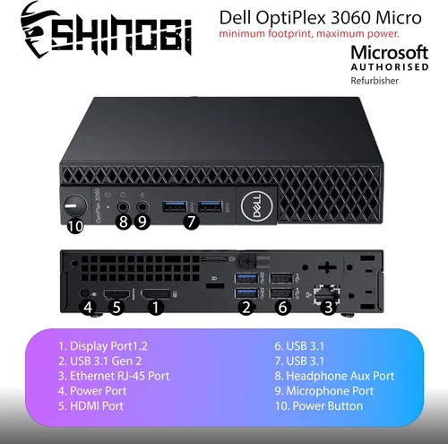 Miniatura 4 de Dell Micro PC OptiPlex 3060 Intel Core i3-8100T 8 GB de RAM NVME de 256 GB Windows 11 Pro Wi-Fi+ BT Mini computadora de escritorio