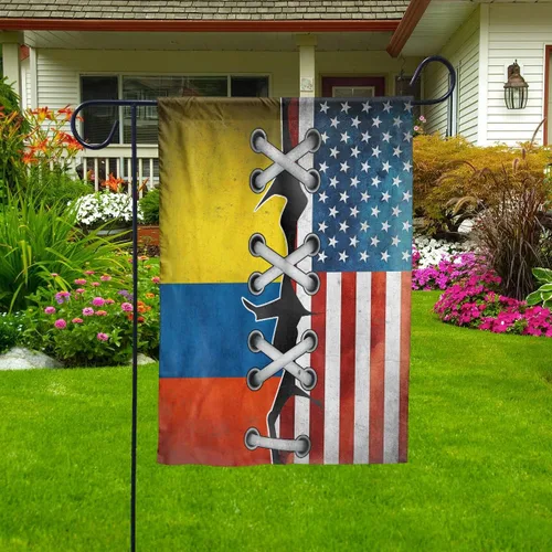 Bandera de casa fabricada en Estados Unidos con partes colombianas con raíces colombianas (29.5 x 39.5 pulgadas), banderas de Estados Unidos de