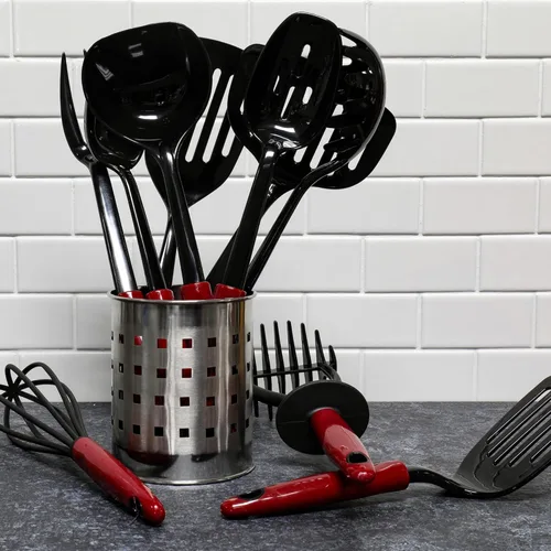 Miniatura 3 de Chef Craft Select - Tenedor de nailon para carne, 13 pulgadas, color rojo