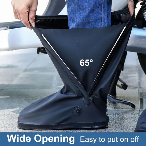 Miniatura 5 de Fundas impermeables para zapatos, reutilizables y plegables, cubierta para zapatos tipo bota de lluvia con cremallera, antideslizante, reflector