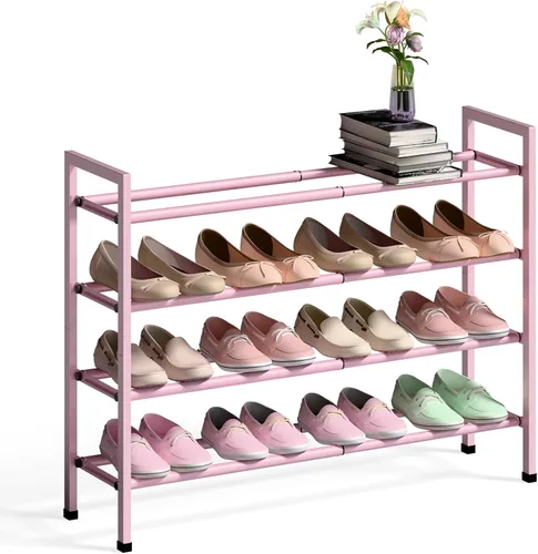 Miniatura 23 de Bumusty Zapatero expandible de 2 niveles para armario, zapatero ajustable de 18 a 33 pulgadas para espacios pequeños, organizador de zapatos pequeño