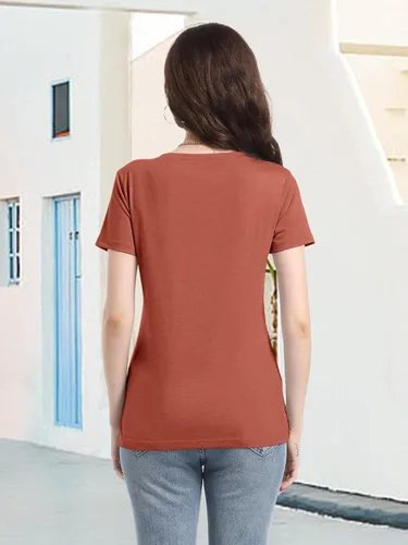 Miniatura 4 de PGANDS Camisetas de verano para mujer, cuello en V, manga corta, casual, básica, ajuste holgado