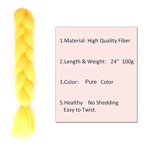 Miniatura 3 de Extensiones de cabello trenzado de color amarillo jumbo, trenzas gigantes para trenzas de caja trenzada, cabello de fibra sintética de alta calidad