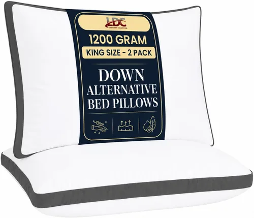 Miniatura 10 de LUX Décor - Juego de 2 almohadas suaves de hotel con refuerzo, para dormir de lado, boca abajo y de espalda, almohadas de cama de hotel alternativas