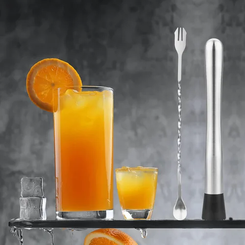 Miniatura 7 de Tifanso Muddler para cócteles, mortero de 10 pulgadas y cuchara mezcladora de mango largo para bar, agitador de acero inoxidable, herramientas