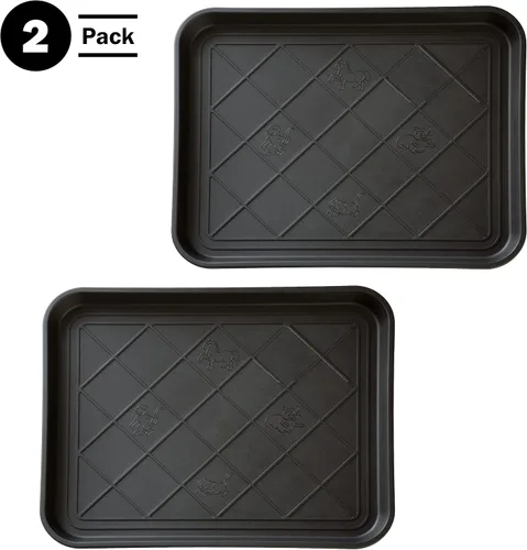 Miniatura 3 de Alfombrilla o bandeja para botas, de Stalwart, ecológica, 30 x 15 pulgadas, tamaño grande, negra, Negro