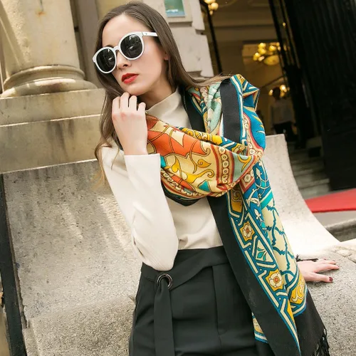 Miniatura 114 de DANA XU Manta de pashmina extragrande 100% de lana merina, bufanda de viaje, bufanda de cachemira para mujer, otoño e invierno, chal de gran