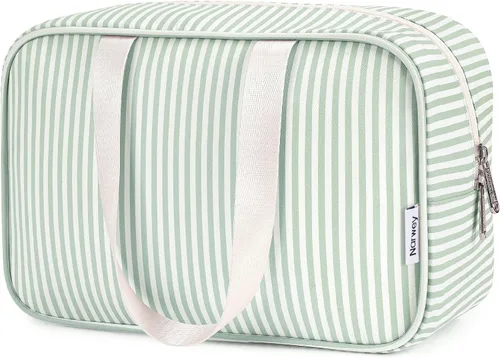 Miniatura 14 de Narwey Neceser de tamaño completo, bolsa de cosméticos grande, bolsa de maquillaje de viaje, organizador para mujeres y niñas, A-Negro, L, Bolsa