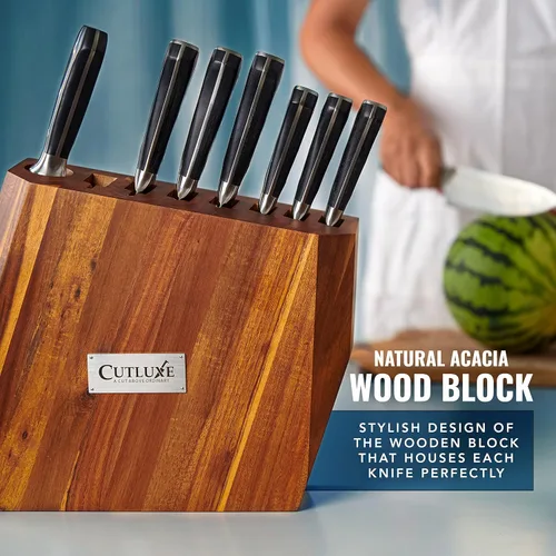 Miniatura 6 de Cutluxe Juego de cuchillos de cocina – Juego de 8 cuchillos de chef profesional con bloque – Cuchillos afilados con diseño de espiga completa, acero