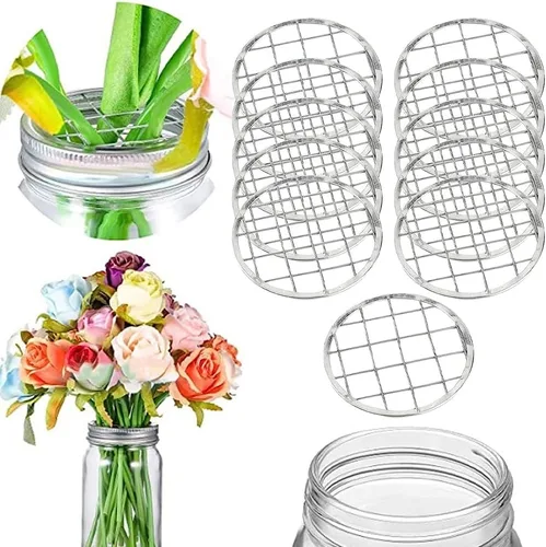 Miniatura 6 de GORGECRAFT 15 tapas de rana de flores, soporte para frascos de masón, tapas de botellas de vidrio con flores, organizador de arreglos florales
