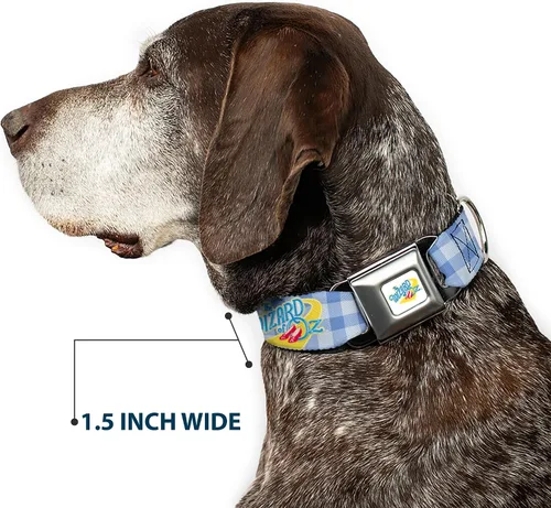 Miniatura 7 de Movies - Collar para mascotas, collar de perro con hebilla de cinturón de seguridad, logotipo del mago de Oz Gingham Checker Blues, 15 a 24