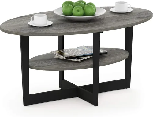 Miniatura 15 de Furinno - Mesa de café, 1 paquete, color nogal Columbia/negro Columbia Nogal/Negro