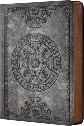 Miniatura 9 de CAGIE Paquete de 2 diarios de cuero vintage para hombres, cubierta suave, páginas rayadas, 180 páginas que se abren completamente planas para Negro