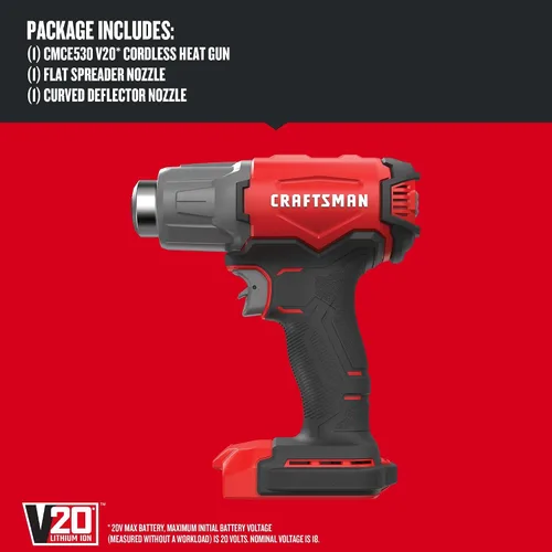 Miniatura 2 de Pistola de calor inalámbrica CRAFTSMAN V20, hasta 950 grados, pistola de calor portátil, solo herramienta (CMCE530B)
