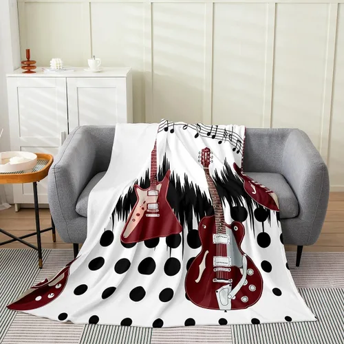 Miniatura 34 de Castle Fairy Manta de forro polar con botas de vaquero, manta de guitarra musical bohemia para niños y niños, manta de vaquera rústica occidental