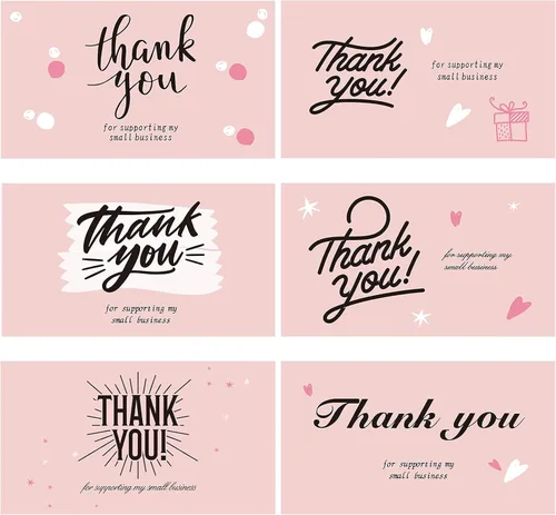 Miniatura 7 de 120 Tarjetas de Agradecimiento para Pequeñas Empresas, Mini 6 Estilos Tarjetas de Agradecimiento por Apoyar Notas de Compras Tarjetas