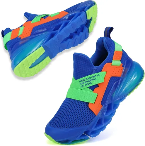 KALAKIDS Tenis para niños, zapatos para correr y caminar, transpirables, cómodos, antideslizantes, tipo hoja, de malla, para niños y niñas