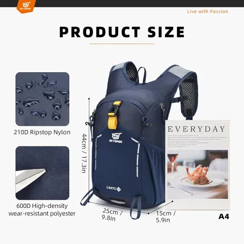 Miniatura 6 de SKYSPER Mochila de senderismo pequeña – Mochila de viaje de 15 L, ligera, resistente al agua, mochilas de senderismo para mujeres y hombres, Pequeño