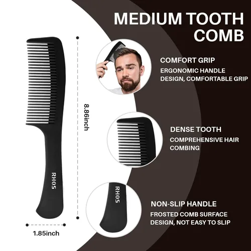 Miniatura 4 de RHOS Juego de peines para mujeres y hombres, 3 piezas, dientes anchos, cola de rata, peines para el pelo de tocador, peines desenredantes para todo