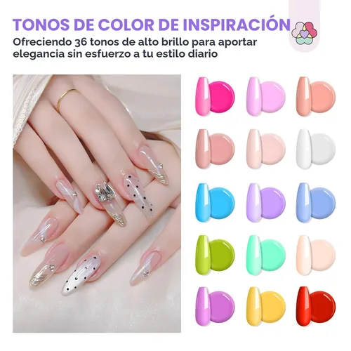Miniatura 2 de SAVILAND Kit de uñas de polygel sin hema para regalo bonito: kit de inicio de uñas de polygel de 36 colores con solución deslizante y mini lámpara